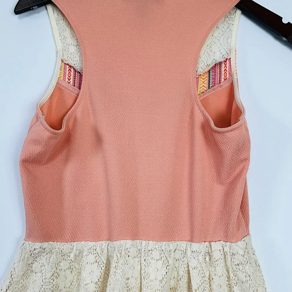 Buckle Boho Skater Dress Size Medium Embroidered Peach Racerback Sporty